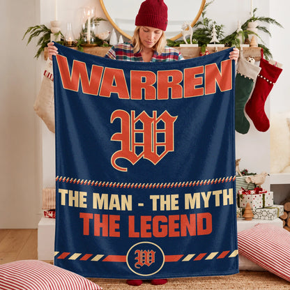 The Man The Myth The Legend Retro Fleece Blanket WARREN 13K1 BK53
