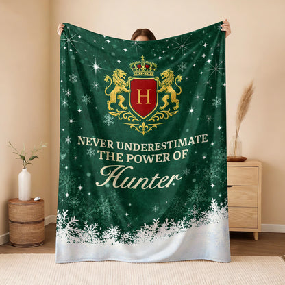Never Underestimate Your Name Old Money Christmas Fleece Blanket HUNTER 13K1 BK26