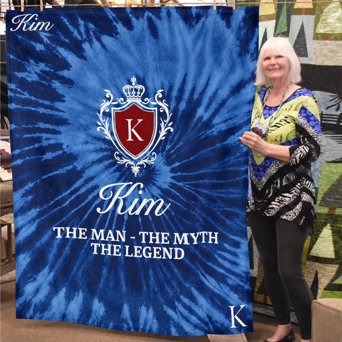 The Man The Myth The Legend Blue Waves Fleece Blanket KIM 13K1 BK11