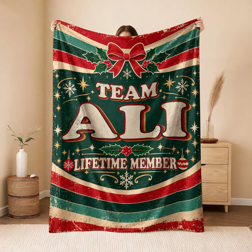 Team Your Name Lifetime Member Christmas Fleece Blanket ALI 13K1 BK52