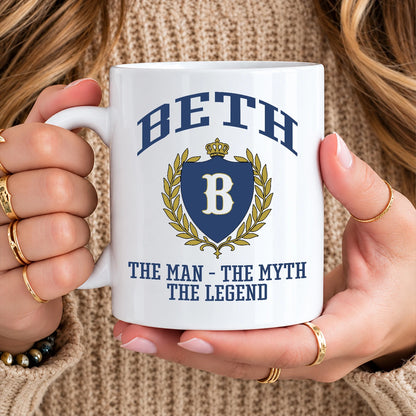 The Man The Myth The Legend Blue And Yellow Logo Mug BETH 13K1 MG24