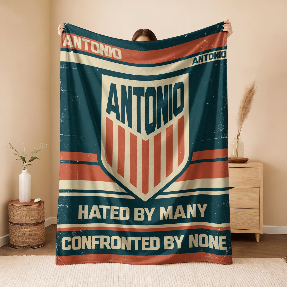 Hated By Many Confronted By None Retro Fleece Blanket ANTONIO 13K1 BK58