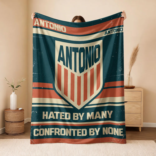 Hated By Many Confronted By None Retro Fleece Blanket ANTONIO 13K1 BK58