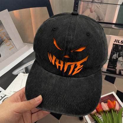 Your Name Jack O' Lantern Halloween Washed Cap WHITE 13K1 C100PF