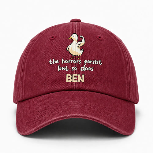 The Horrors Persist But So Does Your Name Funny Goose Burgundy Washed Cap BEN 13K1 C126PF