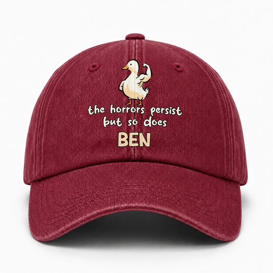The Horrors Persist But So Does Your Name Funny Goose Burgundy Washed Cap BEN 13K1 C126PF