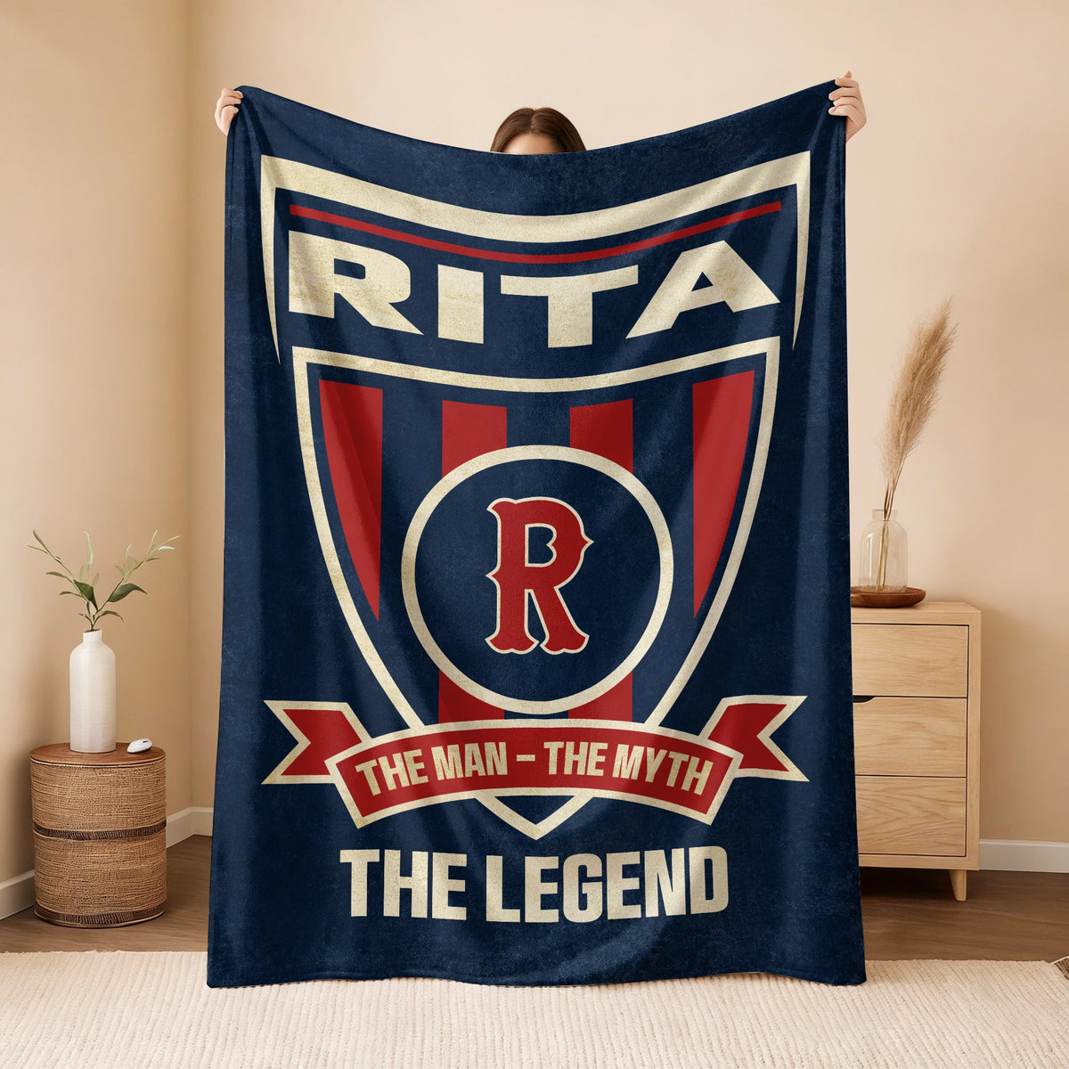 The Man The Myth The Legend Blue Burgundy Baseball Blanket RITA 13K1 BK18