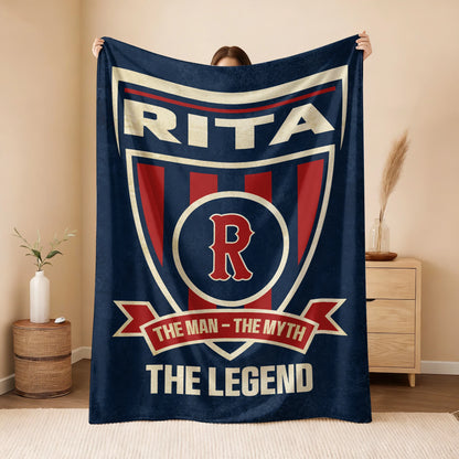 The Man The Myth The Legend Blue Burgundy Baseball Blanket RITA 13K1 BK18