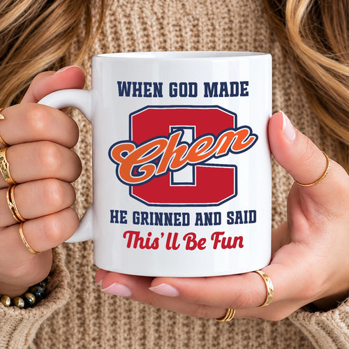 When God Made Your Name Personalized Baseball Mug CHEN 13K1 MG07