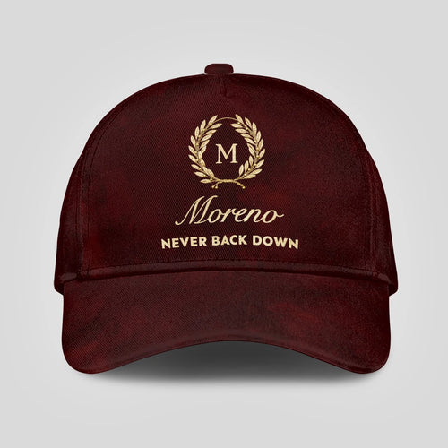 Never Back Down Golden Olive Burgundy Cap MORENO 13K1 C177PF