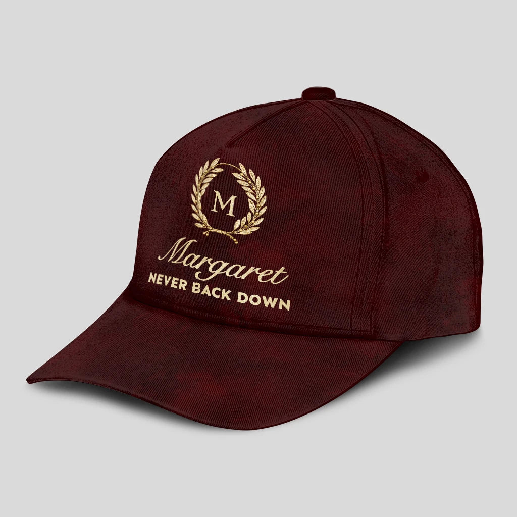 Never Back Down Golden Olive Burgundy Cap MARGARET 13K1 C177PF