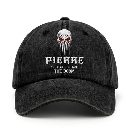 Your Name The Fear The Fate The Doom Skull Washed Cap PIERRE 13K1 C98PF