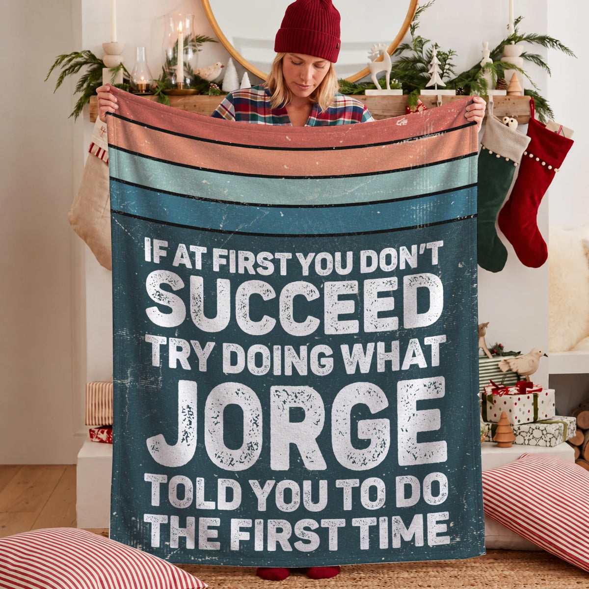If At First You Don’t Succeed Retro Green Fleece Blanket JORGE 13K1 BK29