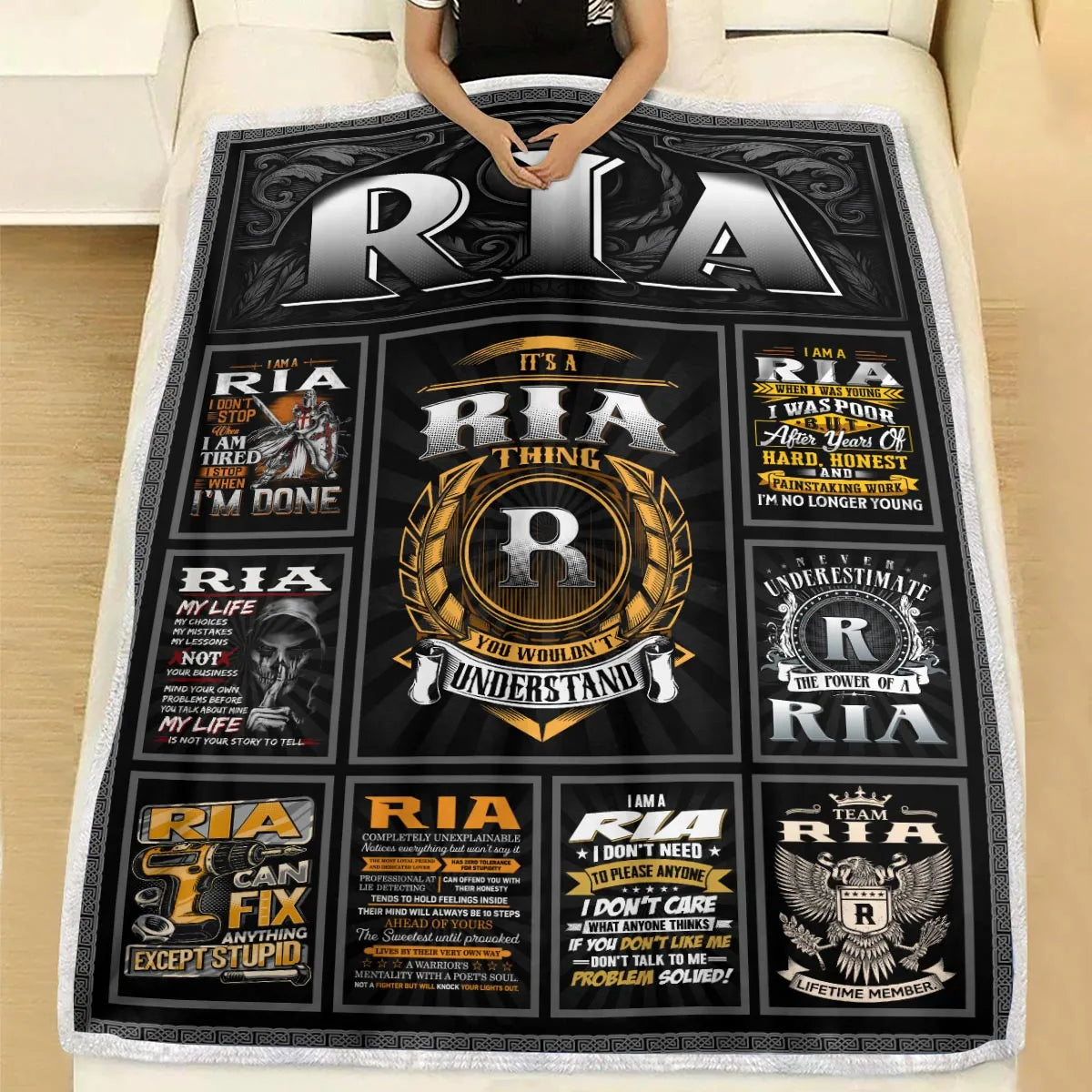 RIA Personalized Blanket | Custom Name Cozy Throw Gift 13K2-BK2