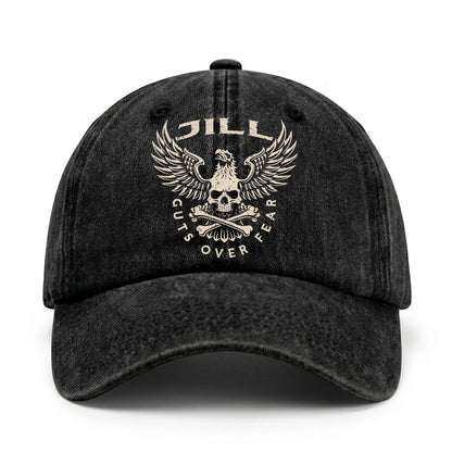 Your Name Guts Over Fear With Eagle And Skull Washed Cap JILL 13K1 C75PF