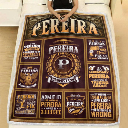 PEREIRA Personalized Blanket | Custom Name Cozy Throw Gift 13K1-BK4