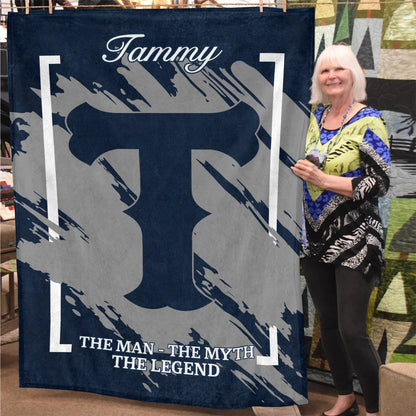 The Man The Myth The Legend Navy Baseball Fleece Blanket TAMMY 13K1 BK17