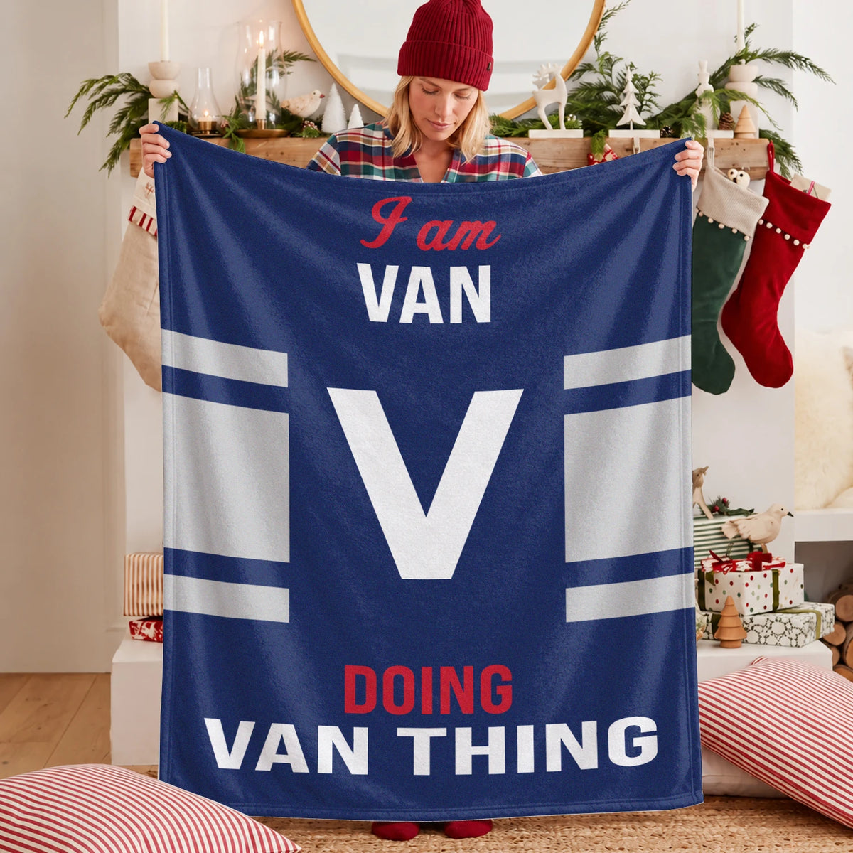 I'm Name Doing Name Things Navy Fleece Blanket VAN 13K1 BK51