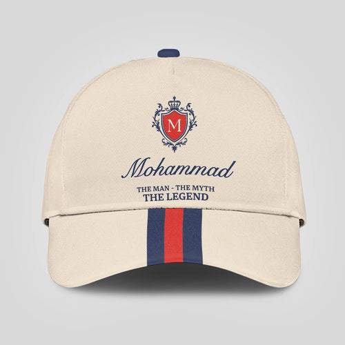 The Man The Myth The Legend Blue And Red Striped Cap MOHAMMAD 13K1 C117PF
