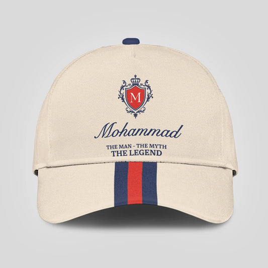 The Man The Myth The Legend Blue And Red Striped Cap MOHAMMAD 13K1 C117PF