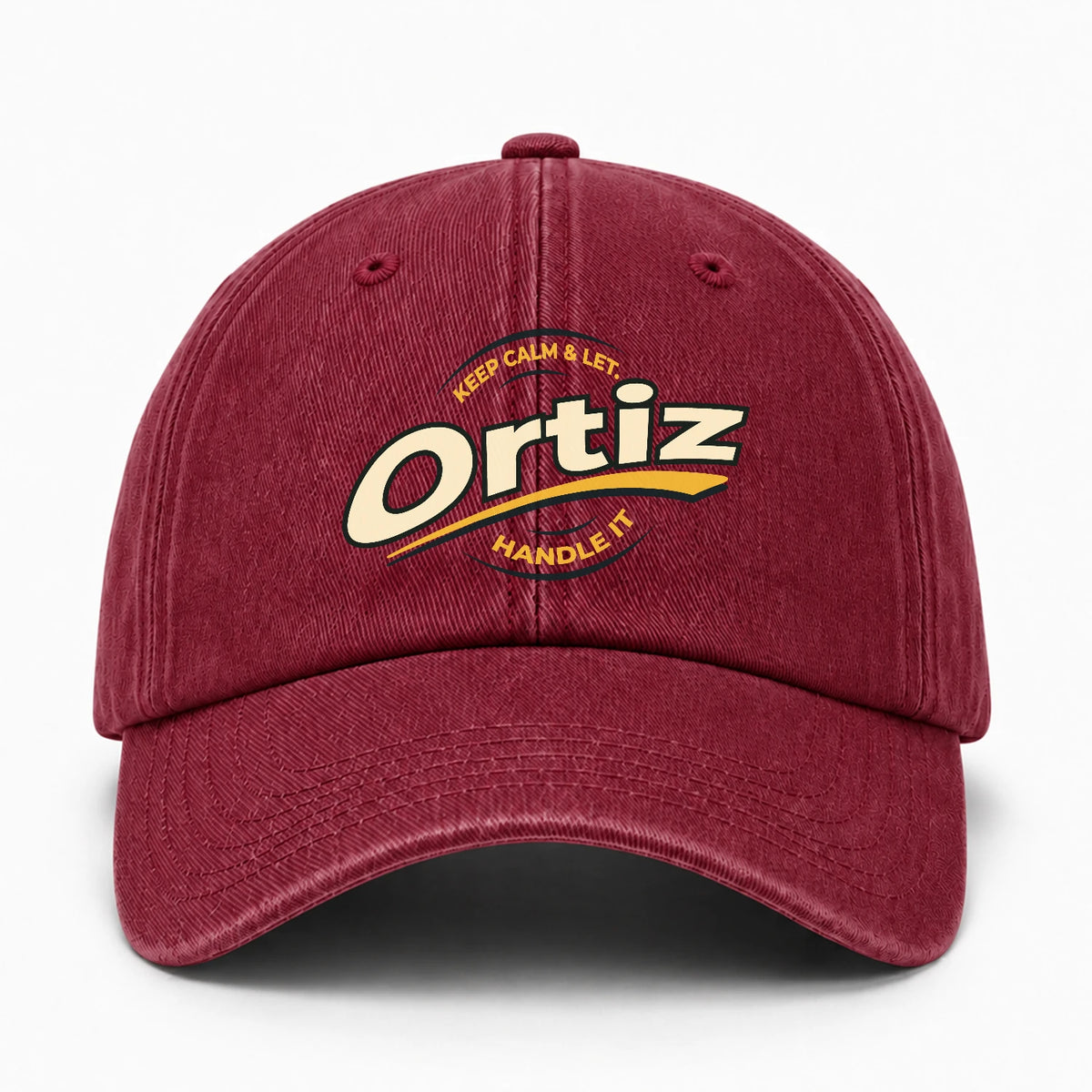 Keep Calm & Let Your Name Handle It Burgundy Washed Cap ORTIZ 13K1 C105PF