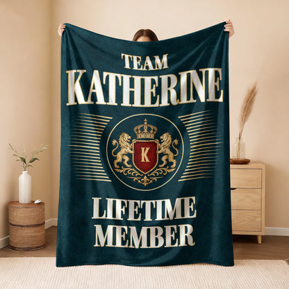 Team Your Name Lifetime Member Sage Green Fleece Blanket KATHERINE 13K1 BK42
