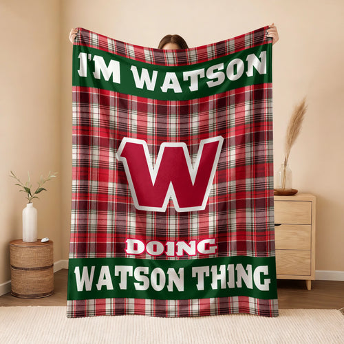 I'm Name Doing Name Things Red Plaid Fleece Blanket WATSON 13K1 BK49