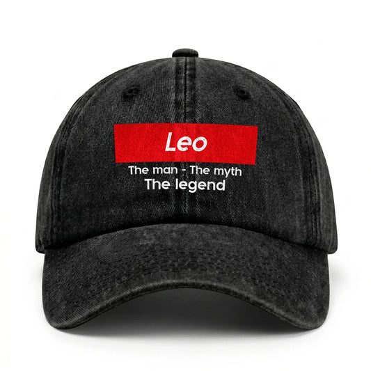 Your Name The Man The Myth The Legend Red Logo Washed Cap LEO 13K1 C130PF