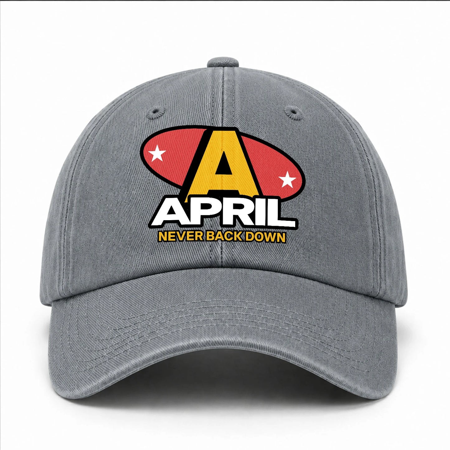 Never Back Down With Your Name And Initial Letter Washed Cap APRIL 13K1 C82PF