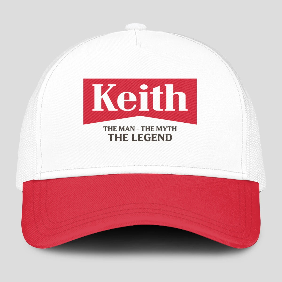 The Man The Myth The Legend Red And White Mesh Cap KEITH 13K1 C197PF
