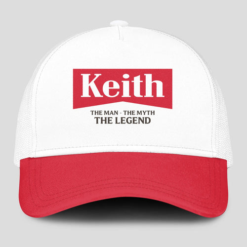 The Man The Myth The Legend Red And White Mesh Cap KEITH 13K1 C197PF