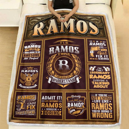 RAMOS Personalized Blanket | Custom Name Cozy Throw Gift 13K1-BK4