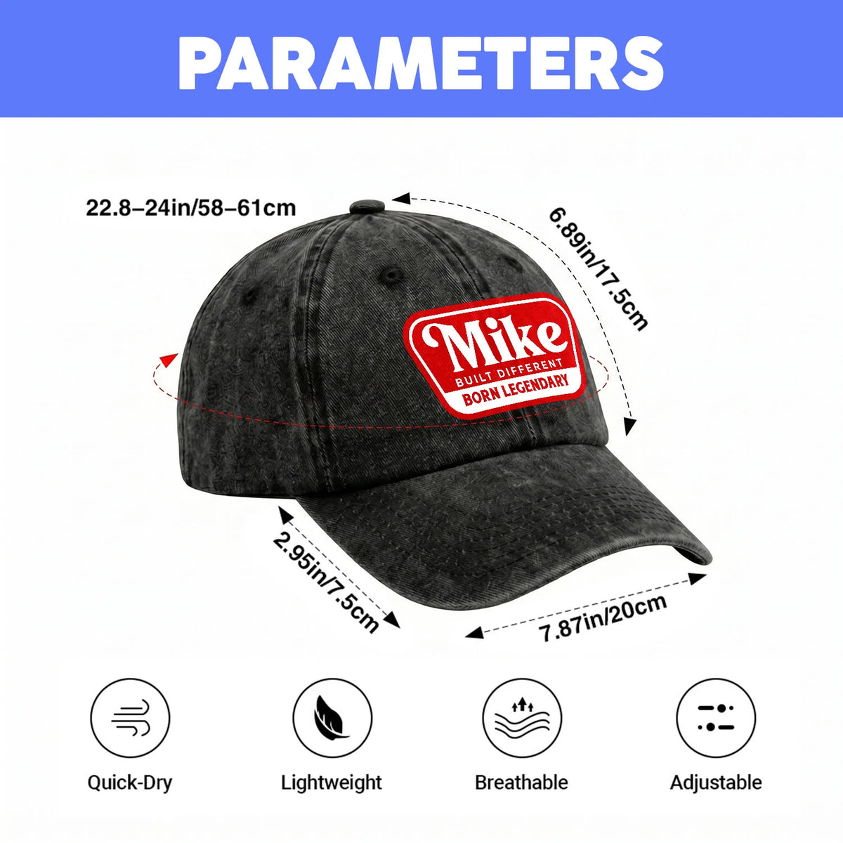 Built Different Born Legendary Red Logo Washed Cap MIKE 13K1 C63PF