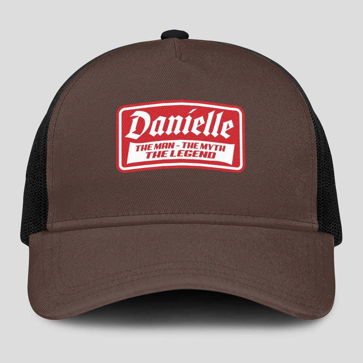 The Man The Myth The Legend Red Logo Brown Mesh Cap DANIELLE 13K1 C203PF