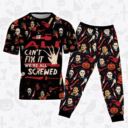 ALI Horror Halloween Pajama Set Scary T-Shirt & Pants Sleepwear Costume 13K1-HL1