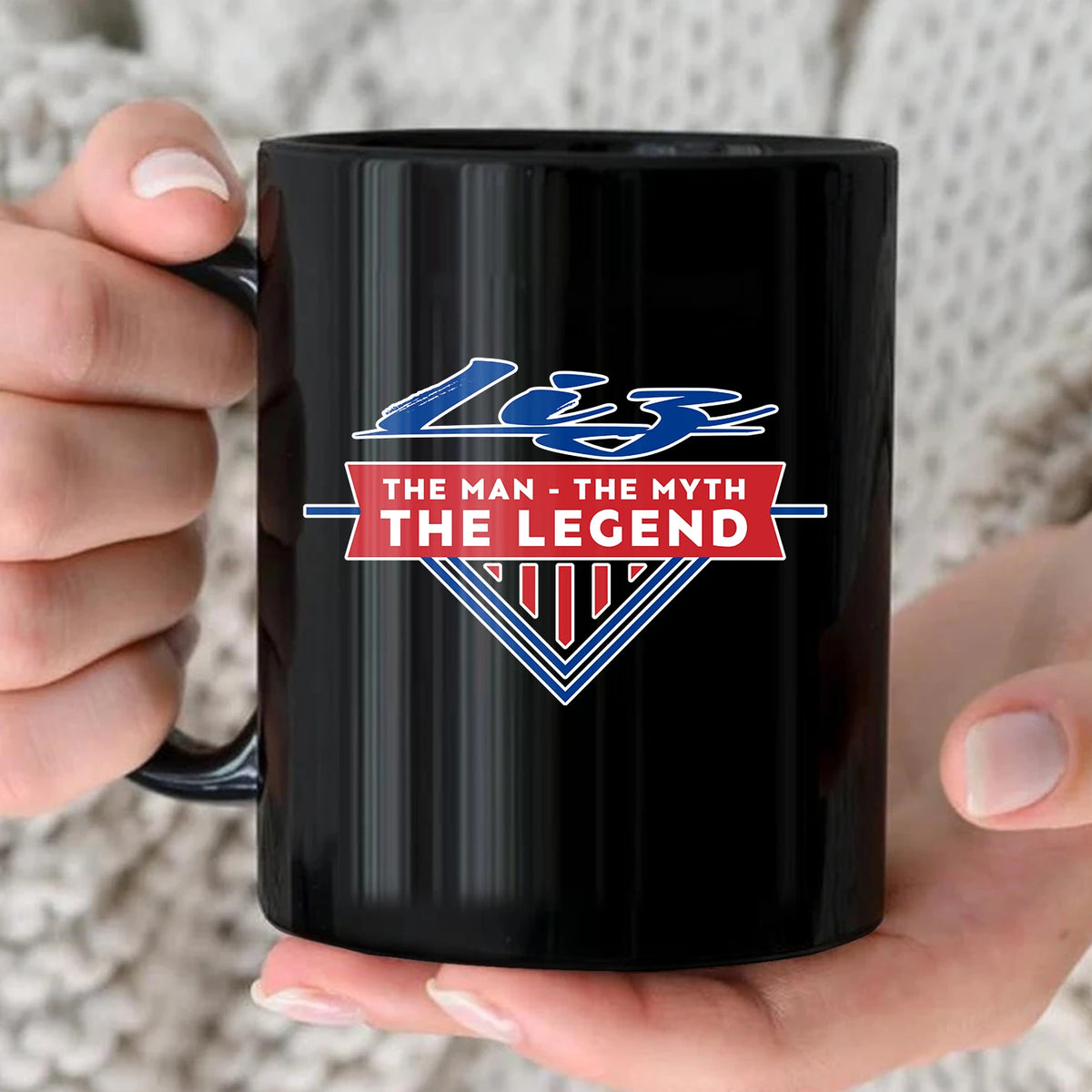 The Man The Myth The Legend Red And Blue Logo Mug LIZ 13K1 MG34