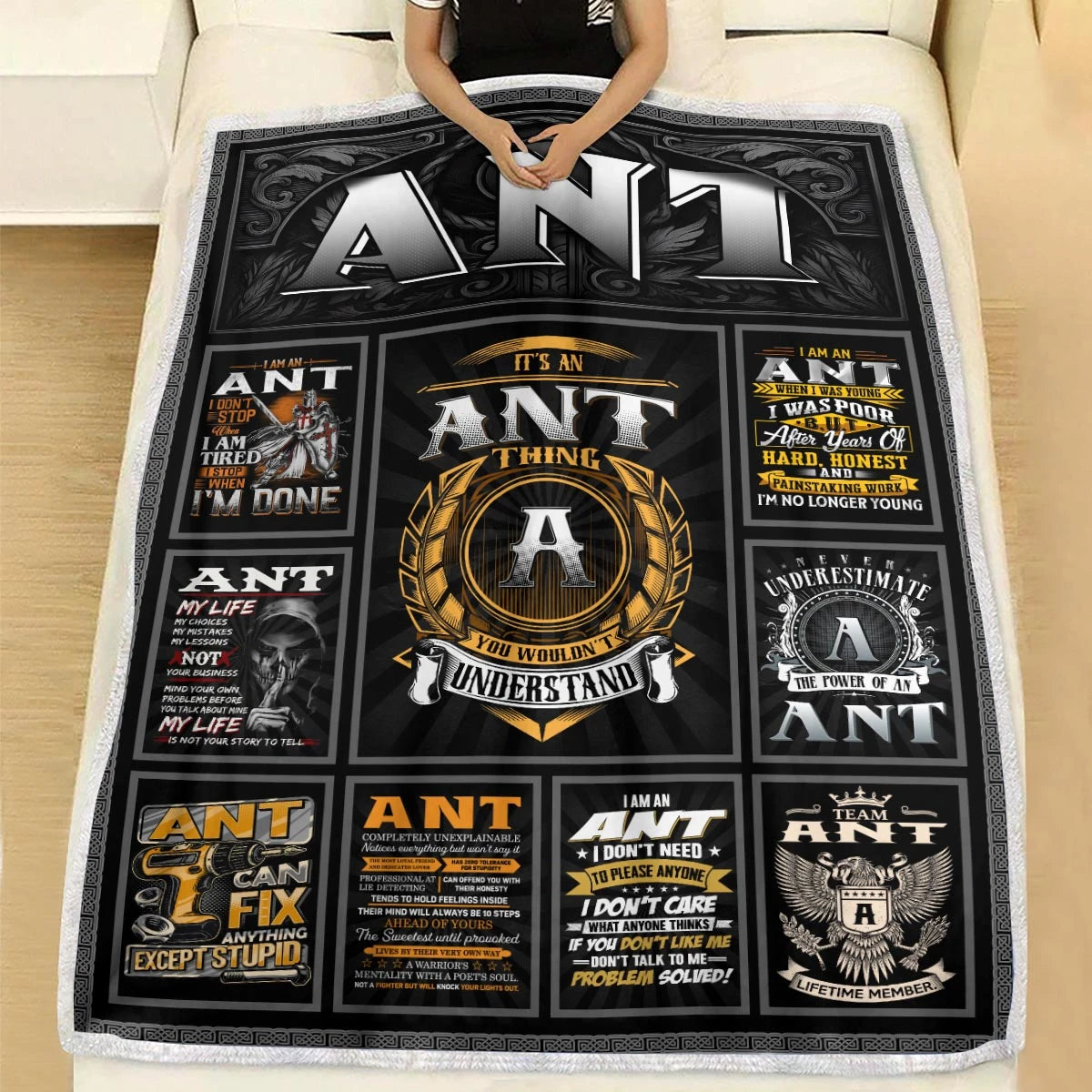 ANT Personalized Blanket | Custom Name Cozy Throw Gift 13K4-BK2