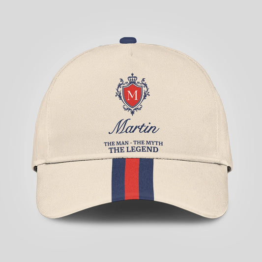 The Man The Myth The Legend Blue And Red Striped Cap MARTIN 13K1 C117PF