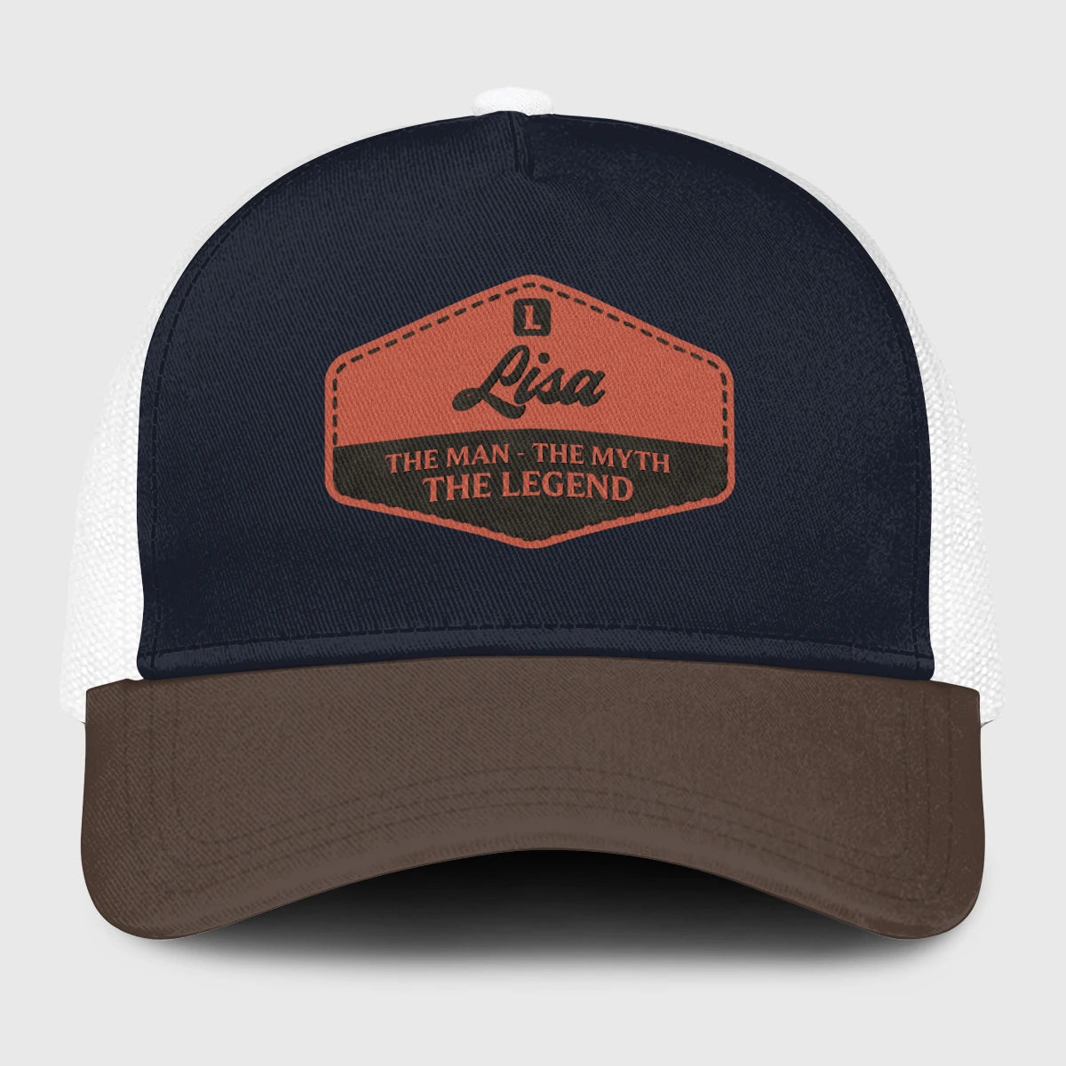The Man The Myth The Legend Navy And Brown Mesh Cap LISA 13K1 C188PF