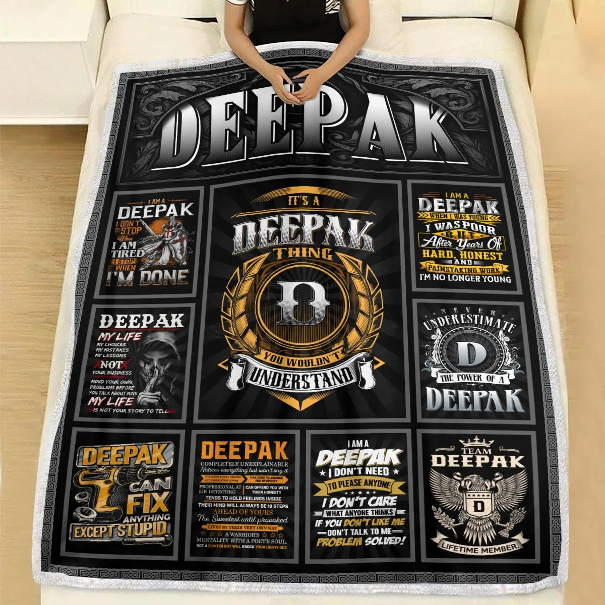 DEEPAK Personalized Blanket | Custom Name Cozy Throw Gift 13K3-BK2