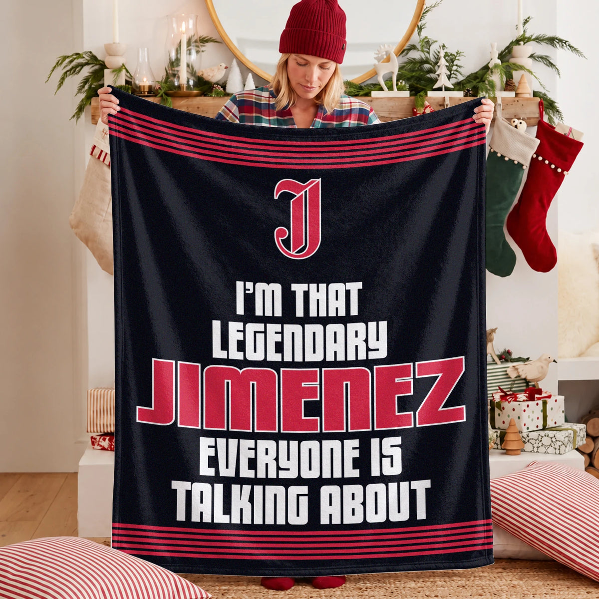 I'm That Legendary Name Dark Red Fleece Blanket JIMENEZ 13K1 BK48
