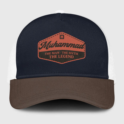 The Man The Myth The Legend Navy And Brown Mesh Cap MUHAMMAD 13K1 C188PF