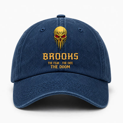 The Fear The Fate The Doom Skull Blue Washed Cap BROOKS 13K1 C97PF