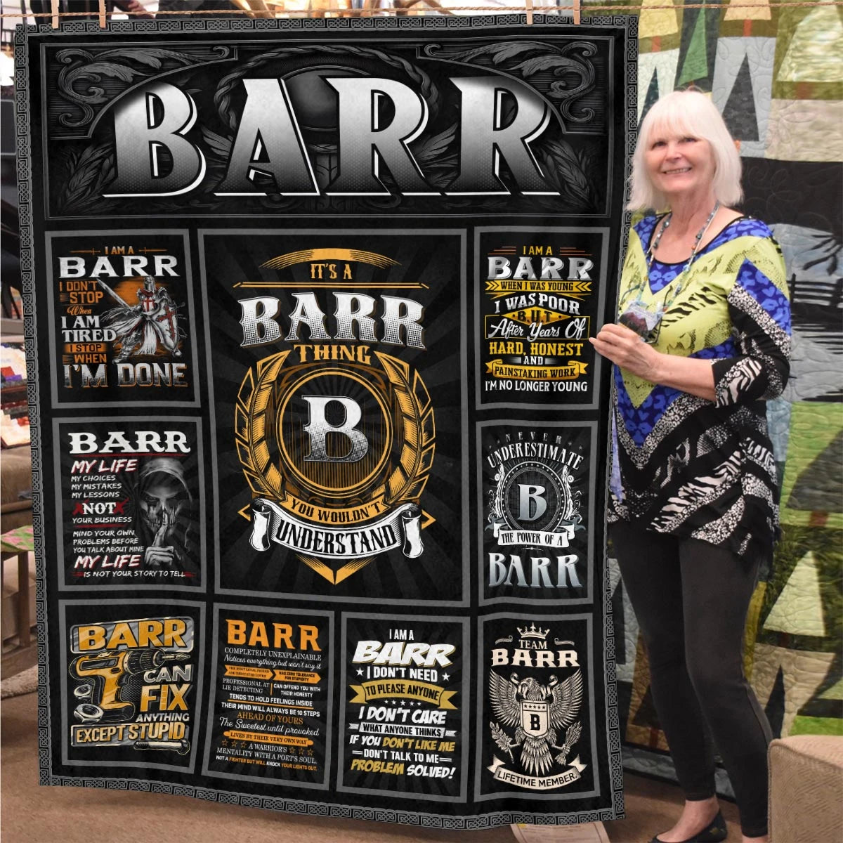 BARR Personalized Blanket | Custom Name Cozy Throw Gift 13K5-BK2