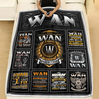 WAN Personalized Blanket | Custom Name Cozy Throw Gift 13K5-BK2