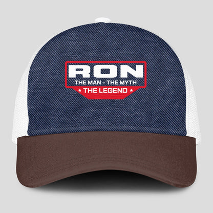 The Man The Myth The Legend Navy Brown And White Mesh Cap RON 13K1 C200PF