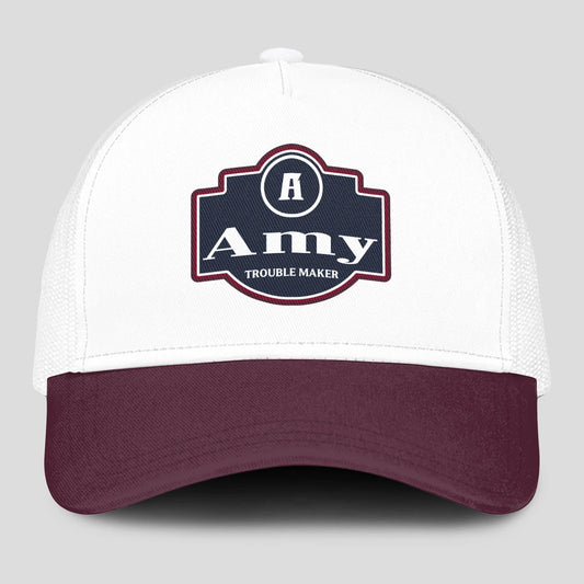 Trouble Maker Burgundy And White Funny Mesh Cap AMY 13K1 C201PF