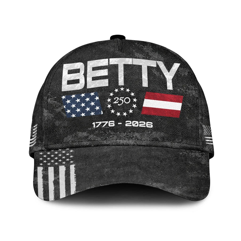 BETTY 13K1-C13PF 250th Anniversary Patriotic Baseball Cap 1776–2026