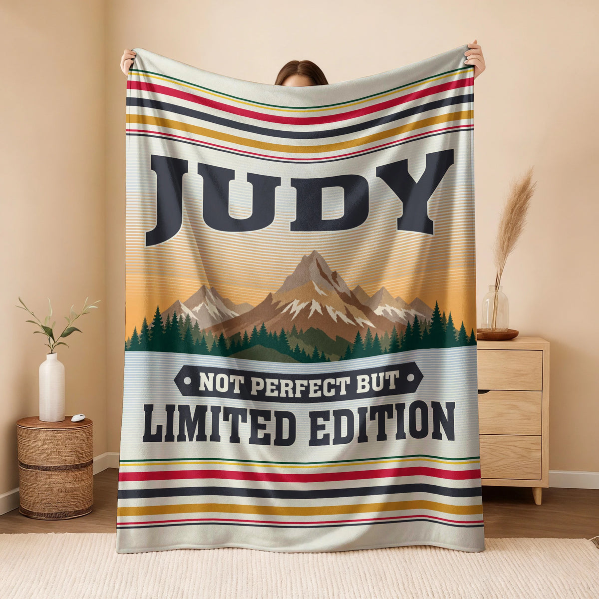 Not Perfect But Limited Edition Vintage Mountain Fleece Blanket JUDY 13K1 BK45
