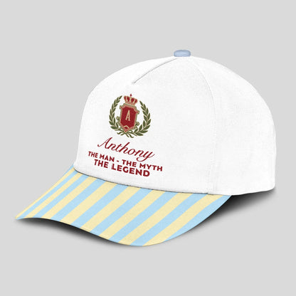 The Man The Myth The Legend Blue And Yellow Striped Beach Cap ANTHONY 13K1 C118PF